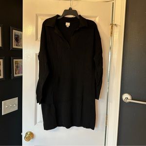 Women's Long Sleeve Polo Sweater Dress - A New Day Black L
